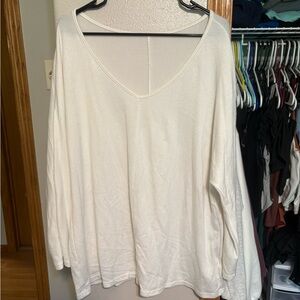 Women's White V-Neck Top